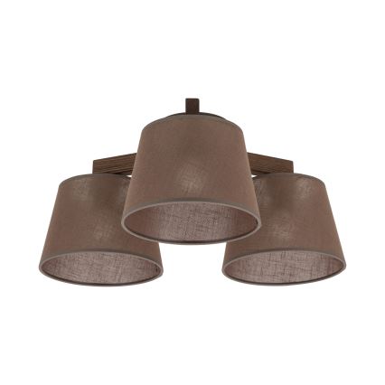 Brilagi - Lustre plafonnier à montage affleurant LATTE 3xE27/15W/230V pin/marron