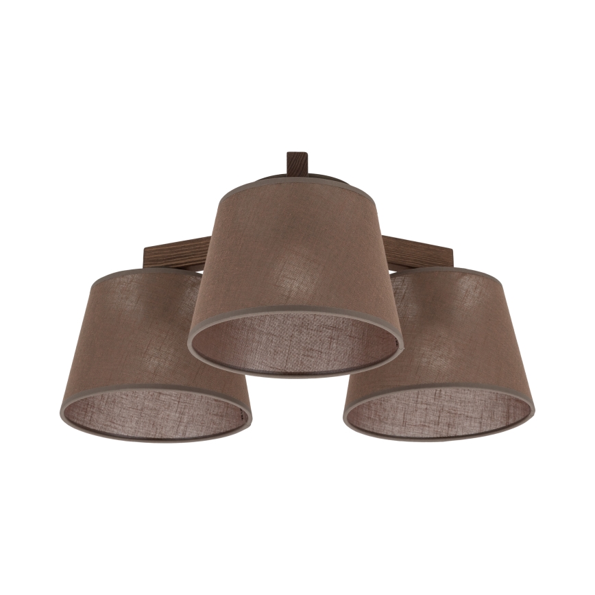 Brilagi - Lustre plafonnier à montage affleurant LATTE 3xE27/15W/230V pin/marron