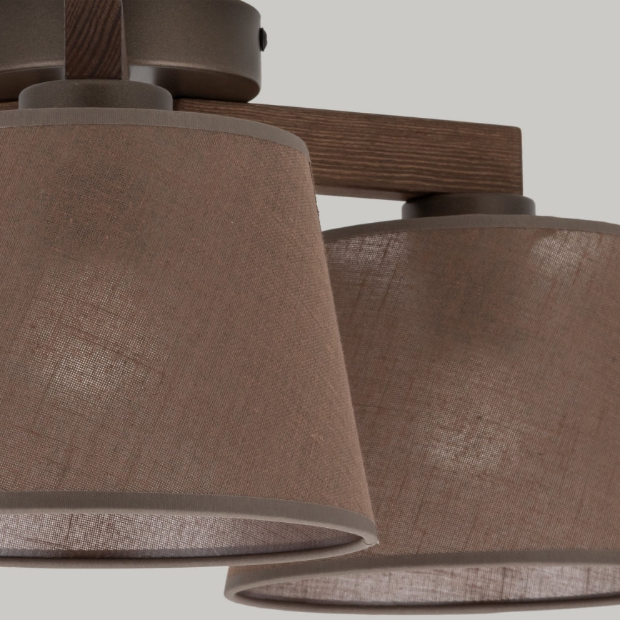 Brilagi - Lustre plafonnier à montage affleurant LATTE 3xE27/15W/230V pin/marron