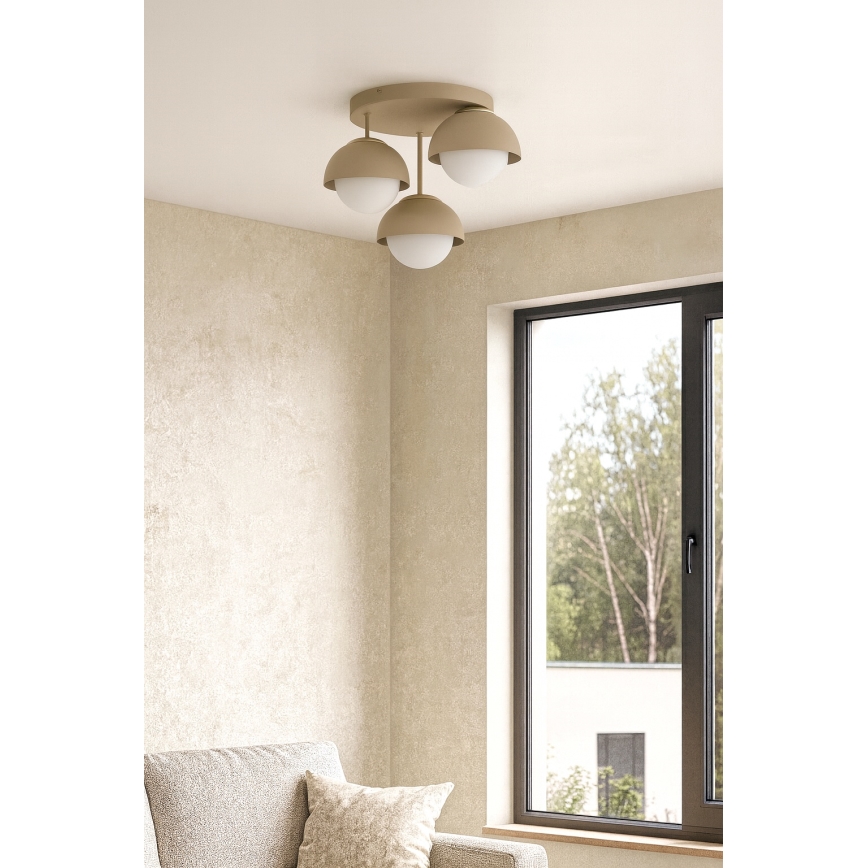 Brilagi - Lustre plafonnier à montage en surface COSMO 3xE27/60W/230V beige/doré