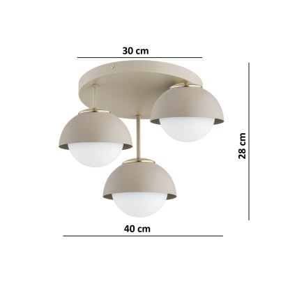 Brilagi - Lustre plafonnier à montage en surface COSMO 3xE27/60W/230V beige/doré
