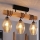 Brilagi - Lustre plafonnier à montage en surface WOOD GLASS 3xE27/60W/230V pin/noir/beige fumé
