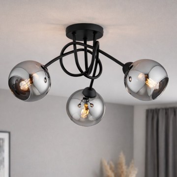 Brilagi - Lustre plafonnier DIOR 3xE27/60W/230V noir/gris fumé