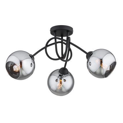 Brilagi - Lustre plafonnier DIOR 3xE27/60W/230V noir/gris fumé