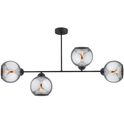 Brilagi - Lustre plafonnier DIOR 4xE27/60W/230V noir/gris fumé