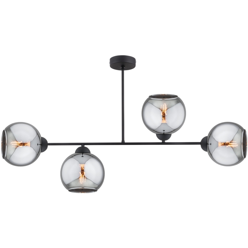 Brilagi - Lustre plafonnier DIOR 4xE27/60W/230V noir/gris fumé