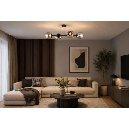 BRILAGI - Lustre plafonnier DIOR 4xE27/60W/230V noir/gris fumé