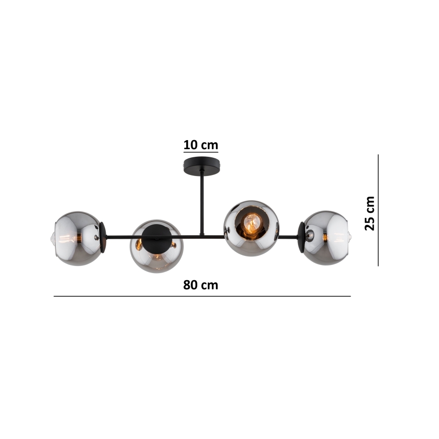 BRILAGI - Lustre plafonnier DIOR 4xE27/60W/230V noir/gris fumé