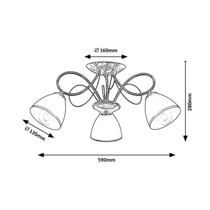 Brilagi - Lustre plafonnier FRED 3xE27/60W/230V Ø 59 cm chrome brillant