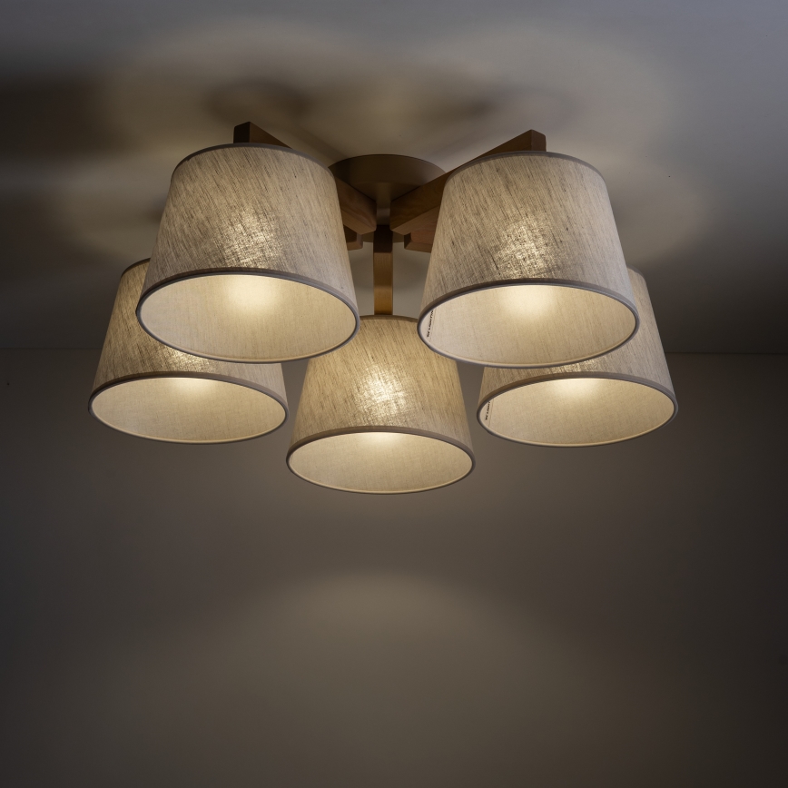 Brilagi - Lustre plafonnier LATTE SABIA 5xE27/60W/230V pin/crème