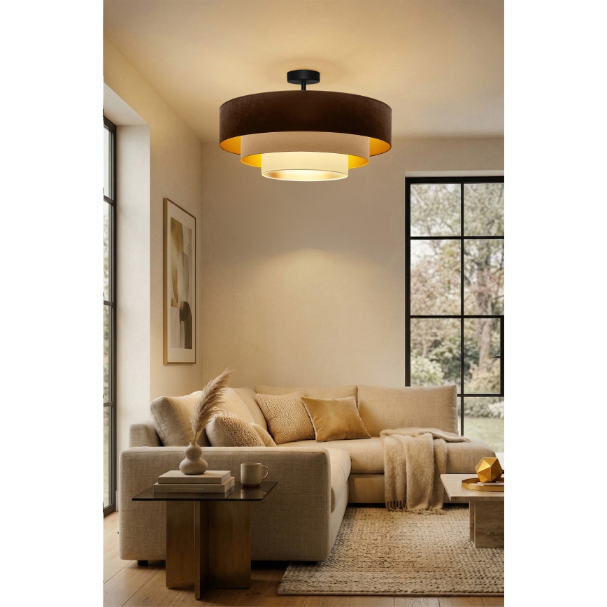 Brilagi - Lustre plafonnier LUNETA 3xE27/60W/230V Ø 80 cm marron/beige/crème