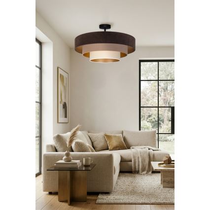 Brilagi - Lustre plafonnier LUNETA 3xE27/60W/230V Ø 80 cm marron/beige/crème