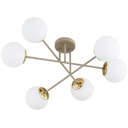 Brilagi - Lustre plafonnier MILO 6xE27/60W/230V beige/doré