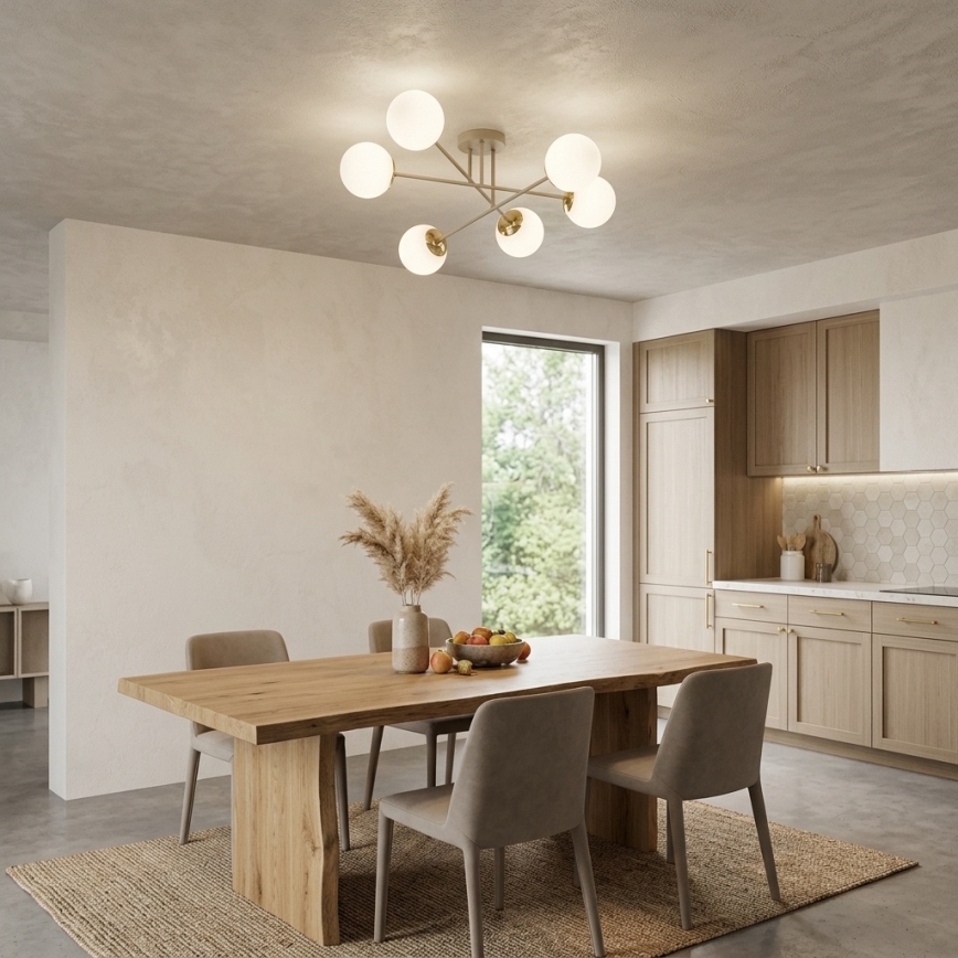 Brilagi - Lustre plafonnier MILO 6xE27/60W/230V beige/doré