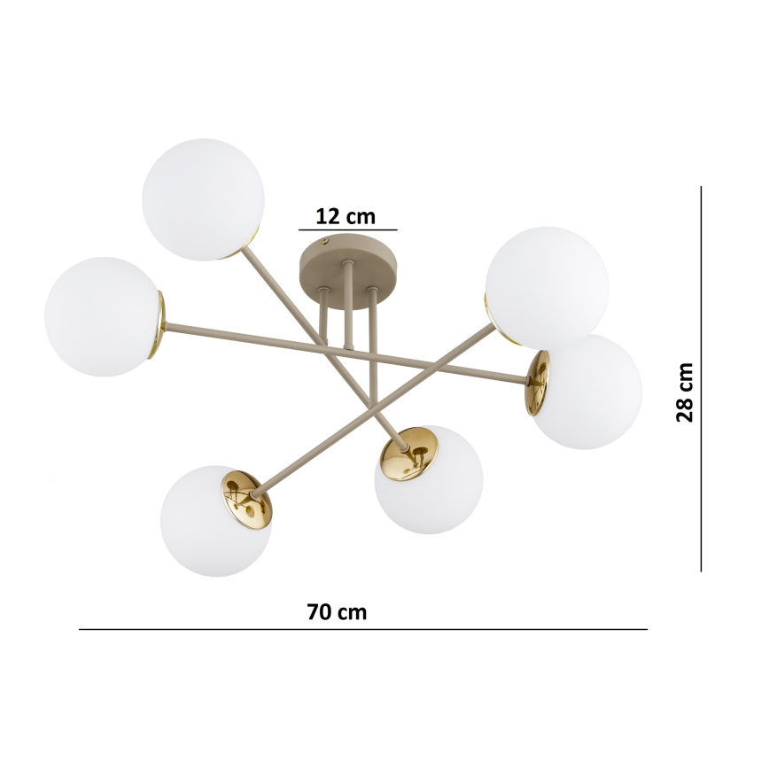 Brilagi - Lustre plafonnier MILO 6xE27/60W/230V beige/doré