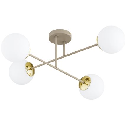 Brilagi - Lustre plafonnier MILO ECRU 4xE27/60W/230V beige/doré