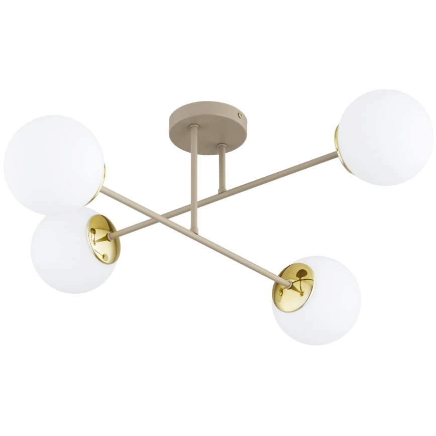 Brilagi - Lustre plafonnier MILO ECRU 4xE27/60W/230V beige/doré