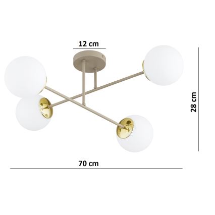 Brilagi - Lustre plafonnier MILO ECRU 4xE27/60W/230V beige/doré
