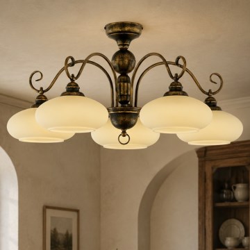Brilagi - Lustre plafonnier MOLLERO 5xE27/15W/230V Ø 84 cm bronze/patine