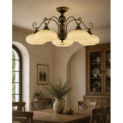Brilagi - Lustre plafonnier MOLLERO 5xE27/15W/230V Ø 84 cm bronze/patine