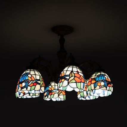 Brilagi - Lustre plafonnier Tiffany en vitrail JUNGLE 6xE27/60W/230V Ø 60 cm
