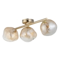 Brilagi - Lustre plafonnier VULCANO 3xG9/8W/230V doré/beige fumé