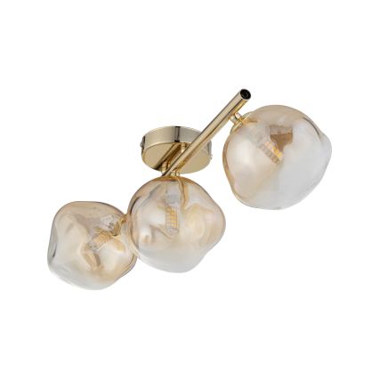 Brilagi - Lustre plafonnier VULCANO 3xG9/8W/230V doré/beige fumé