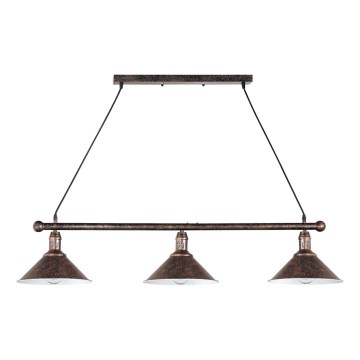 Brilagi - Lustre sur câble FORGE 3xE27/60W/230V cuivre/patiné