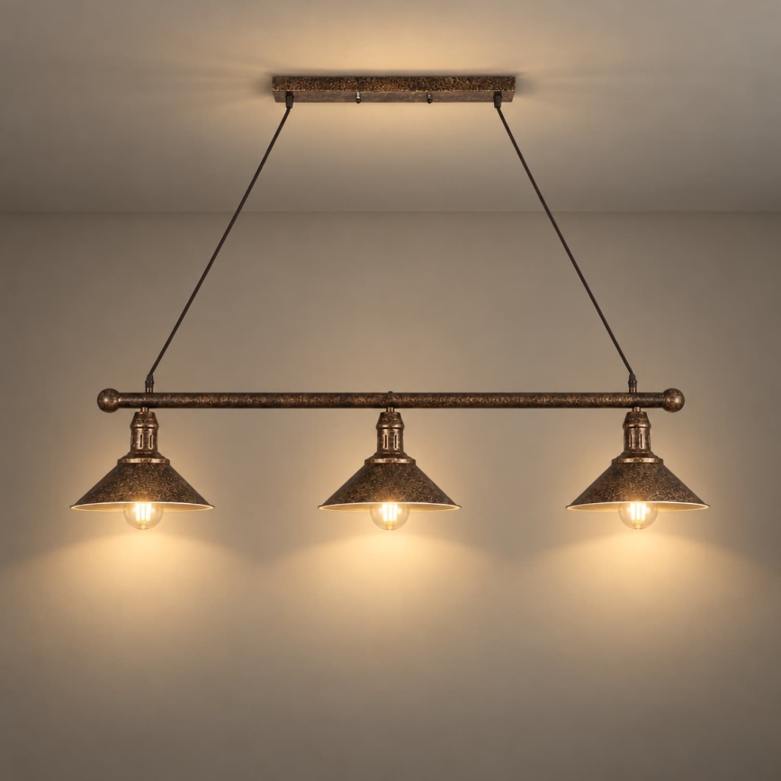 BRILAGI - Lustre sur câble FORGE 3xE27/60W/230V cuivre/patiné