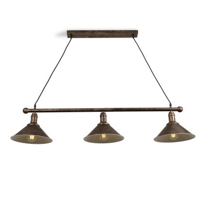 BRILAGI - Lustre sur câble FORGE 3xE27/60W/230V cuivre/patiné