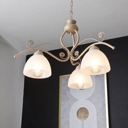 Brilagi - Lustre sur chaîne ANTICO MODERN 3xE27/60W/230V beige