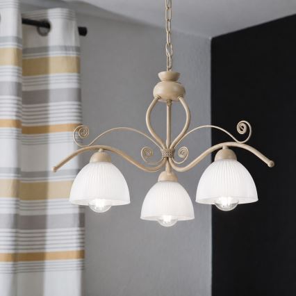 Brilagi - Lustre sur chaîne ANTICO MODERN 3xE27/60W/230V beige