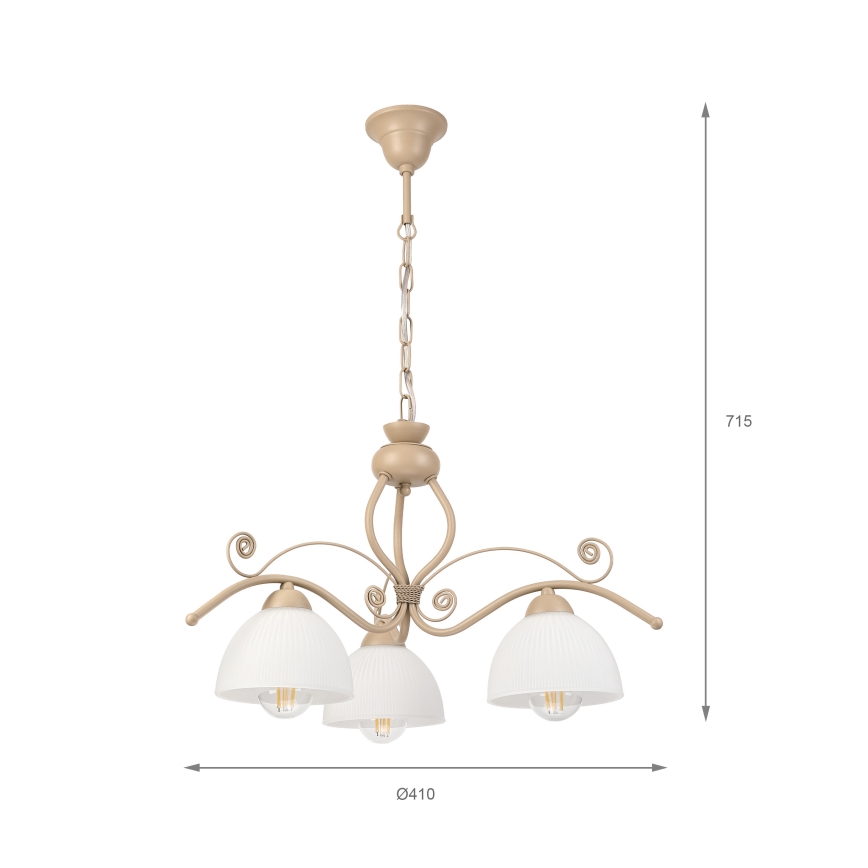 Brilagi - Lustre sur chaîne ANTICO MODERN 3xE27/60W/230V beige
