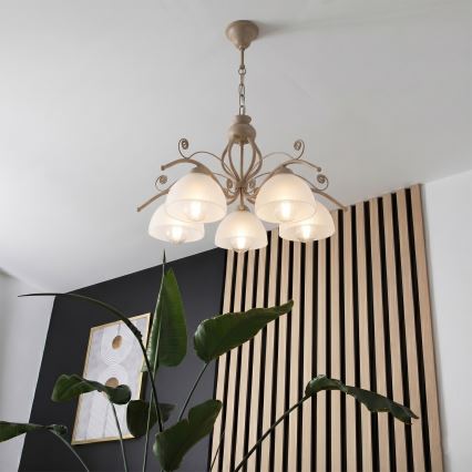 Brilagi - Lustre sur chaîne ANTICO MODERN 5xE27/60W/230V beige