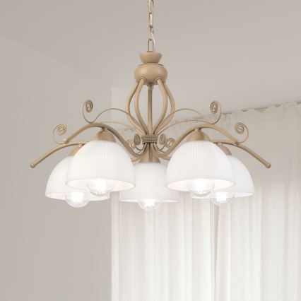 Brilagi - Lustre sur chaîne ANTICO MODERN 5xE27/60W/230V beige
