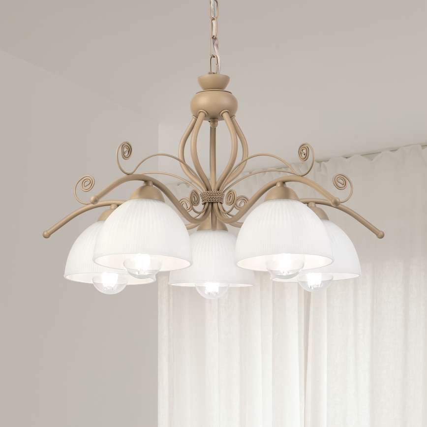 Brilagi - Lustre sur chaîne ANTICO MODERN 5xE27/60W/230V beige