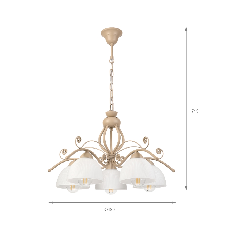 Brilagi - Lustre sur chaîne ANTICO MODERN 5xE27/60W/230V beige