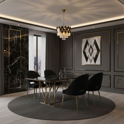 Brilagi - Lustre sur chaîne CRISTAL 5xE14/40W/230V diam. 38 cm doré/noir