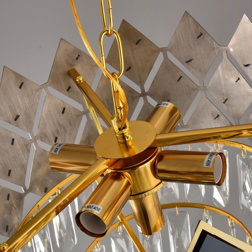 Brilagi - Lustre sur chaîne CRISTAL 5xE14/40W/230V diam. 38 cm doré/noir