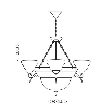 Brilagi - Lustre sur chaîne DAHLIA 6xE27/40W/230V diam. 74 cm laiton