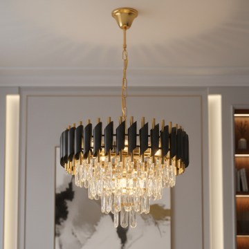 Brilagi - Lustre sur chaîne ECLIPSE 7xE14/10W/230V Ø 48 cm, noir/doré