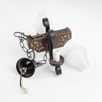 Brilagi - Lustre sur chaîne QUEEN 2xE14/40W/230V hêtre/wengé