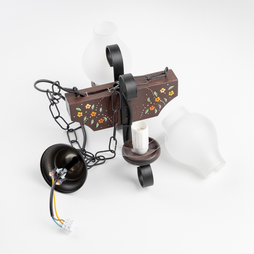 Brilagi - Lustre sur chaîne QUEEN 2xE14/40W/230V hêtre/wengé