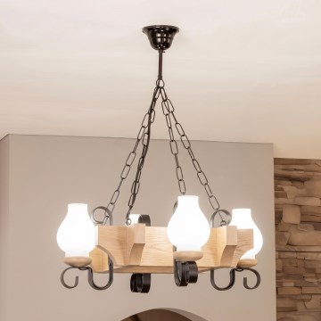 Brilagi - Lustre sur chaîne QUEEN 4xE14/40W/230V chêne
