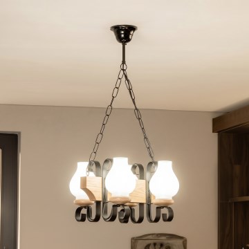 Brilagi - Lustre sur chaîne QUEEN 4xE14/40W/230V, finition chêne