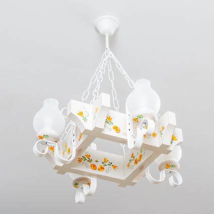 Brilagi - Lustre sur chaîne QUEEN 4xE14/40W/230V hêtre/crème