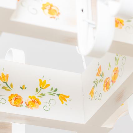 Brilagi - Lustre sur chaîne QUEEN 4xE14/40W/230V hêtre/crème