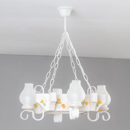 Brilagi - Lustre sur chaîne QUEEN 4xE14/40W/230V hêtre/crème