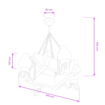 Brilagi - Lustre sur chaîne QUEEN 4xE14/40W/230V hêtre/crème