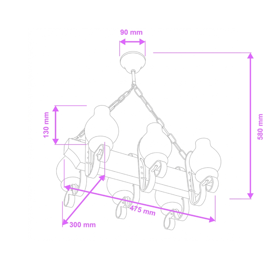 Brilagi - Lustre sur chaîne QUEEN 6xE14/40W/230V hêtre/crème